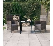 Juego de comedor de jardín 3 piezas，conjunto de comedor de exterior，conjunto de jardín con cojines gris cfw169925