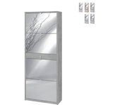Zapatero con cuatro puertas de espejo y un cajón beton cemento 63x29x h164 cm