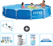 Paquete de piscina - intex - alrededor - 366x366x76 cm + accesorios a1602