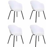 Dupi pack 4 sillas comedor blanca simply con asiento de plástico y patas de metal, sillas de cocina y salón