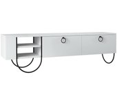 Mueble de tv adige, aparador de salón, mueble de tv bajo, unidad de pared, 150x36 h44 cm, blanco