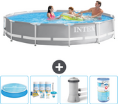 Paquete de piscina - intex - alrededor - 366x366x76 cm + accesorios a1899