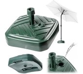Kadax base de sombrilla redonda para rellenar con arena, agua o grava, soporte de plástico para jardín, terraza, playa (1 versión cuadrada, verde)