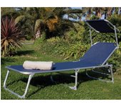 Tumbona playa aluminio cama therasia azul