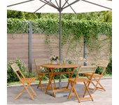 Juego de comedor de jardín 5 piezas de resina trenzada y madera maciza.