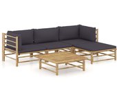 Maison exclusive - set de muebles de jardín 5 piezas bambú con cojines gris oscuro