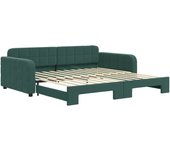 Sofá cama nido terciopelo verde oscuro 100x200 cm