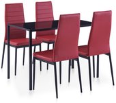 Conjunto de set de bar de comedor 5 piezas，conjunto de comedor de exterior，conjunto de jardín color vino tinto cfw211227