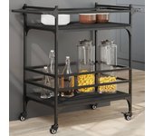 Carro de cocina negro 82x40x78,5 cm de madera contrachapada