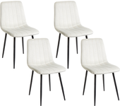 Beliani conjunto de 4 sillas de comedor kalispell terciopelo blanco crema