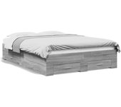 Cama matrimonial | cama para adultos | cama con cajones madera de ingeniería gris sonoma 135x190 cm cfw46732