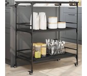 Carro de cocina negro 100,5x50x105 cm de madera contrachapada