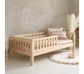 Cama 90x190 con barandilla y somier patas de 19 cm agnès madera
