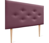 Dhome cabecero de polipiel con 3 hileras intercaladas de botones y patas cabezal tapizado cama lujo (vino tinto, 105cm)