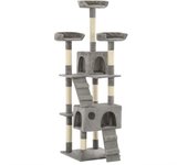 Rascador para gatos con nicho, animal de peluche de sisal, 170 cm, gris 3702087