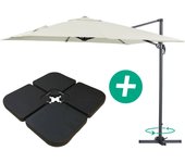 Parasol lateral de jardín alu sun 3 - cuadrado carré - 3 x 3 m - lastres incluidos - crudo
