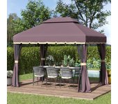 3,9 x 2,9 x 2,8 m cenador de jardín, pérgola exterior con paredes laterales de mosquitera y doble techo, pabellón, cobertizo de jardín