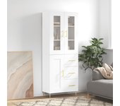 Aparador alto | aparador de comedor | armario de cocina madera contrachapada blanco 69,5x34x180 cm cfw51797