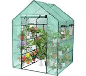 Invernadero de jardín para plantas hortícolas flor de lona reforzada 135g-m2 proteja sus plantas 143x143x195cm, verde
