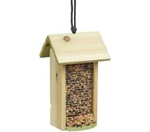 Relaxdays comedero para pájaros para colgar pequeño, madera, beige, 26 x 15 x 15 cm