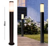 Farola led tokyo zócalo de acero negro poste estanco luz externa jardín patio 230v tamaño 80cm