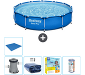 Paquete de piscina - bestway - alrededor - 305x305x76 cm + accesorios cb16