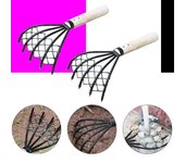 Juego de 2 herramientas manuales para excavar almejas, rastrillo para recoger almejas, rastrillo pequeño para clavos, 26 x 12,5 cm