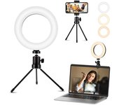 Aro de luz led para selfie 6.3, 3 modos 10 brillos, soporte para teléfono, compatible con iphone/android