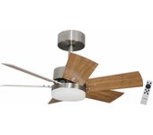 Bastilipo - arenal dc,ventilador de techo con motor dc, mando a distancia, 75cm, 6 aspas, roble claro/ roble oscuro, luz led 3 tonos, chas