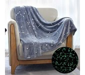 Kanguru plaid pile, glow, singolo, si illumina al buio, coperta divano microfibra, morbida, divertente, costellazioni 130x150cm, simpatico copriletto