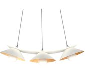 Lumicom | miller lámpara pendiente, 3x e27, max 42w, metal, blanco mate/hoja dorada, l.70cm
