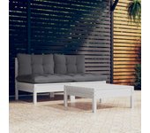 Muebles de jardín 3 piezas | conjunto de comedor | conjunto de descanso con cojines antracita madera de pino cfw242114