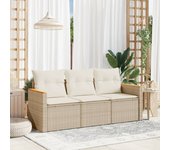 Juego de sofás de jardín con cojines beige 3 piezas | conjunto de jardín de ocio | set de comedor de jardín ratán pe cfw134311