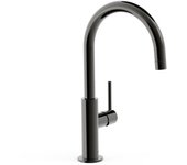 Tres 26290402km study grifo monomando caño alto con maneta lateral para lavabo color negro metalizado