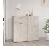 Aparador | aparador de comedor | armario de cocina de madera contrachapada gris hormigón 80x36x75 cm cfw75626
