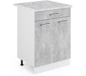 Vicco mueble bajo de cocina r-line, hormigón, 60 cm et mármol
