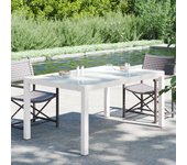 Mesa jardín vidrio templado ratán sintético 150x90x75 cm blanco