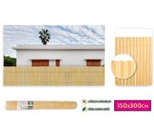 Hersig - cañizo pvc una cara color bambú | valla ocultación patio, jardin,balcón (150x300cm)