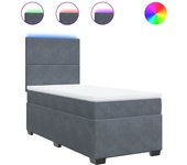 Cama con somier tapizado y colchón de terciopelo gris oscuro 90x200 cm