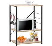 Mueble microondas negro y roble 60x39,6x79,5 cm