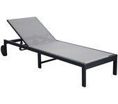 Tumbona ibiza de 5 posiciones con ruedas en aluminio y textilene gris antracita med:196x65x30,5/83h cm.