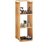 Relaxdays estantería de bambú, organizador redondeado, mueble con cuatro estantes, cuadrado, marrón, 96x33x33 cm