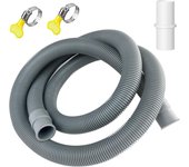 Manguera de desagüe para lavadora (1,5 m x 20 mm) - color gris, manguera de desagüe universal con soporte y abrazadera. tubo de extensión para lavador