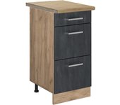 Vicco mueble bajo de cocina r-line, hormigón negro, 40 cm et roble