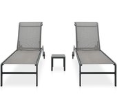 Pack 2 uds tumbona | silla de jardíns con mesa textilene y acero cfw56401
