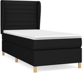 Cama somier tapizada con colchón de tela negra 90x190 cm