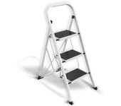Taburete con escalón de acero antideslizante y plegable de 3 escalones máx. 150 kg (46 x 71 x 105 cm) msv