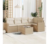 Conjunto de muebles de jardín de ratán beige de 6 piezas con cojines vidaxl