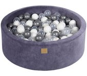 Meowbaby piscina de bolas, round seca para niños, gris azul : perla blanco/transparente/plata, 200 pcs, 90x30cm