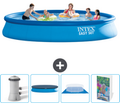 Paquete de piscina - intex - alrededor - 457x457x84 cm + accesorios cb101